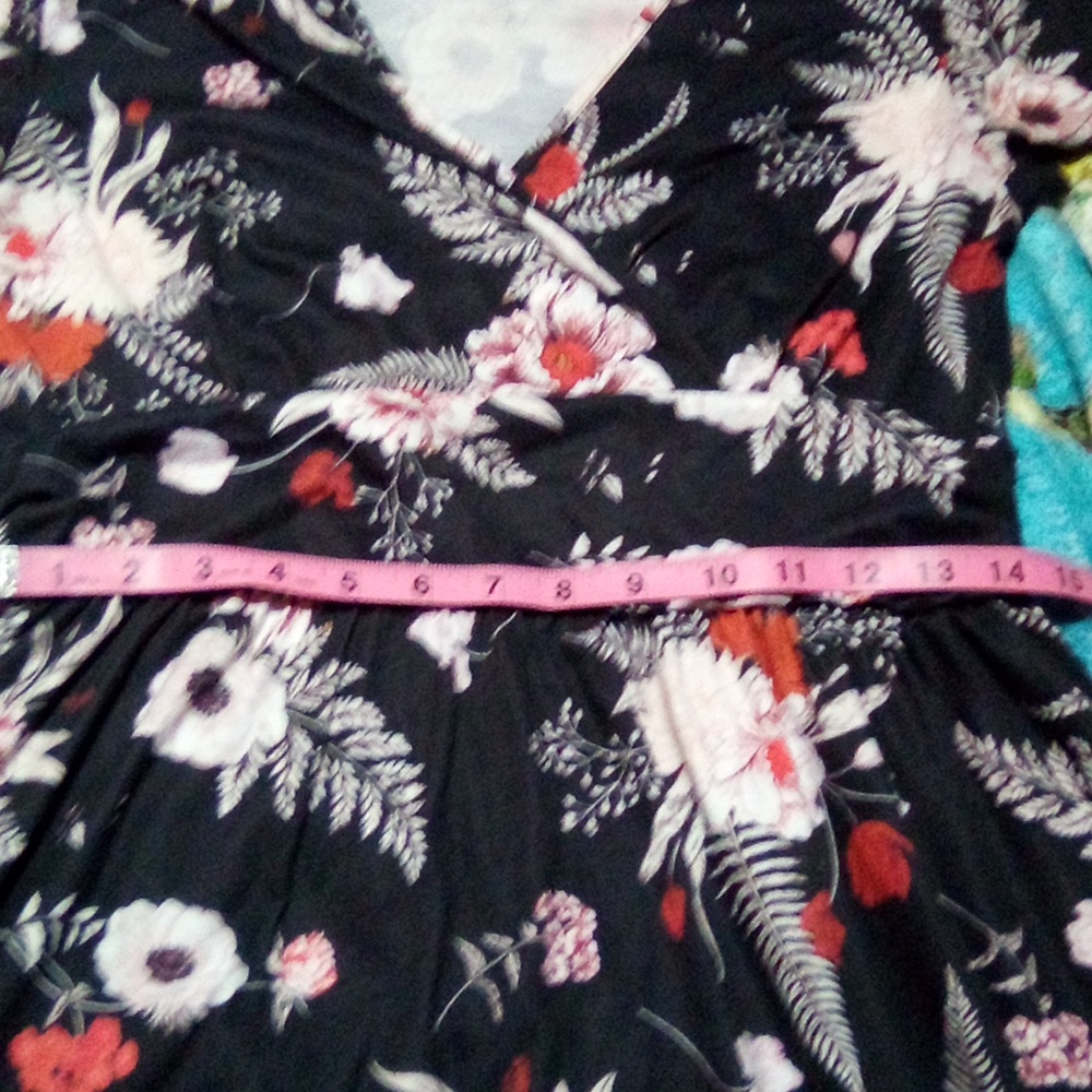 Ouges Black Floral Wrap Dress Size L. - image 7